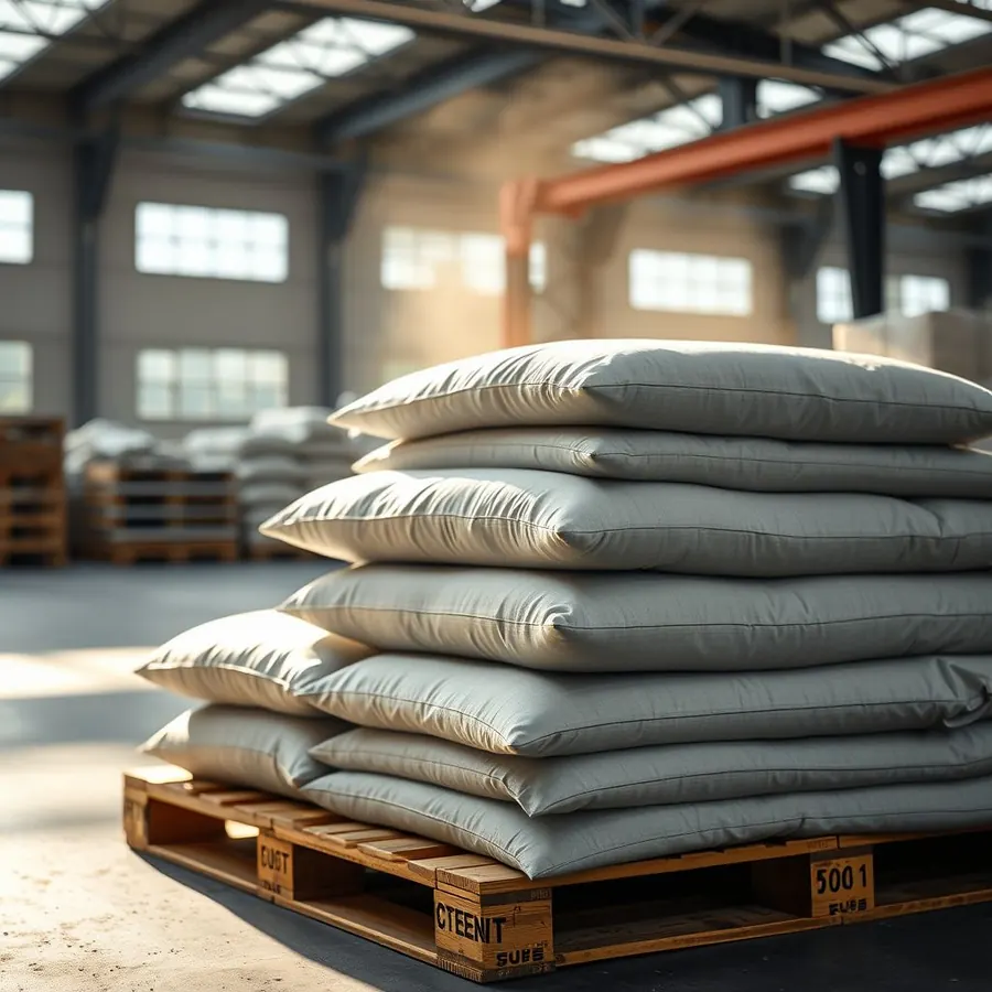 Bolsas de cemento apiladas sobre un pallet